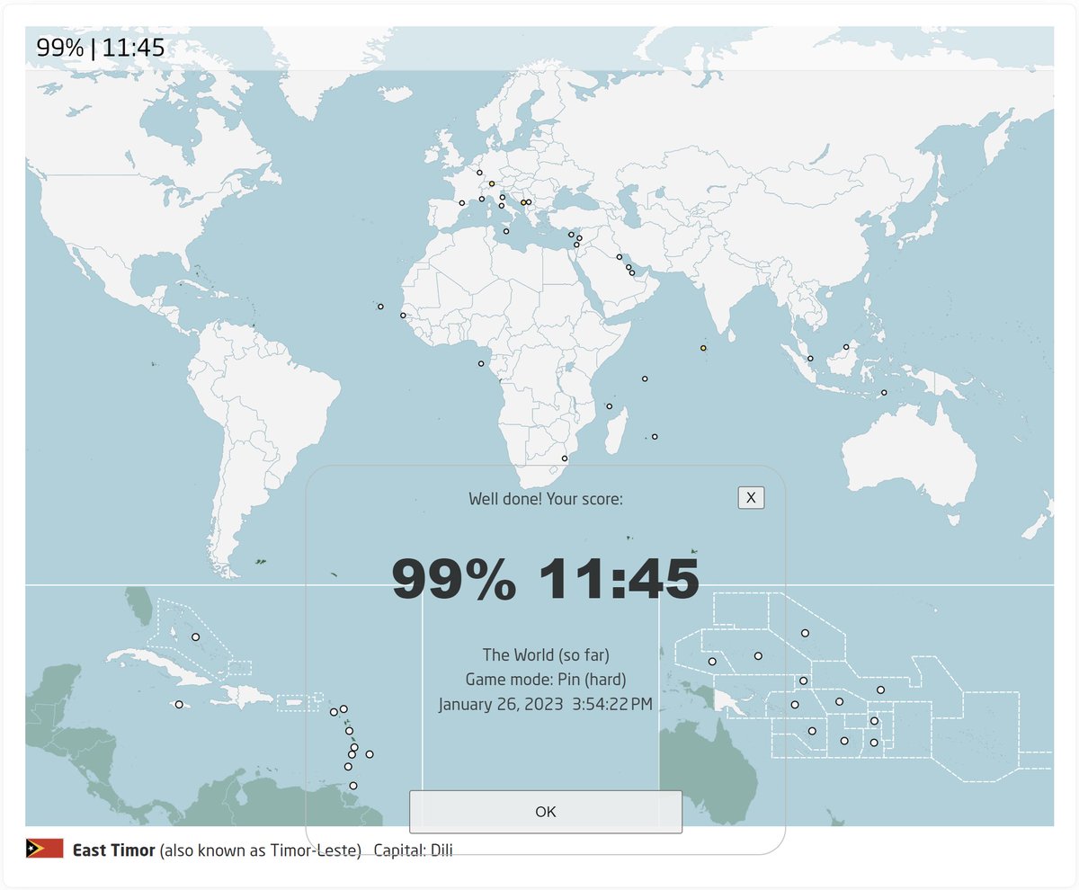 GestaNV's tweet photo. Almost there.
This is my world. 198 member states and disputed territories. Current standard is 3 second time guesses, the rest first time. 3 fully correct in a row is happening before next Monday. MANIFEST! https://t.co/yL9jKQkQvN