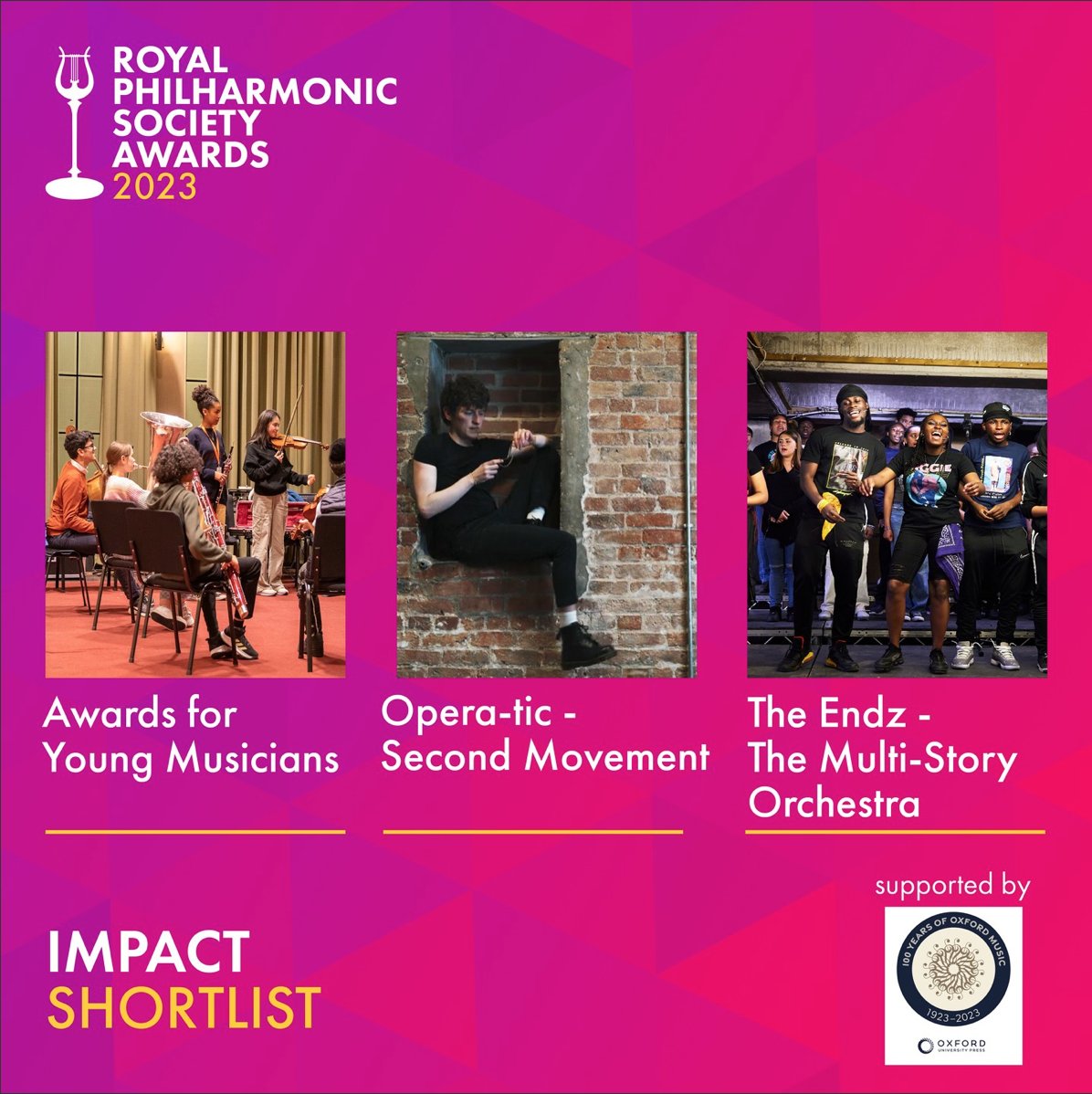 We're thrilled to announce that The Endz has been shortlisted for a @RoyalPhilSoc Impact Award 🎤🎵

Delighted to be nominated amongst such great organisations as Awards for Young Musicians and Second Movement!

Winner announced on 1st March!
 
#RPSAwards