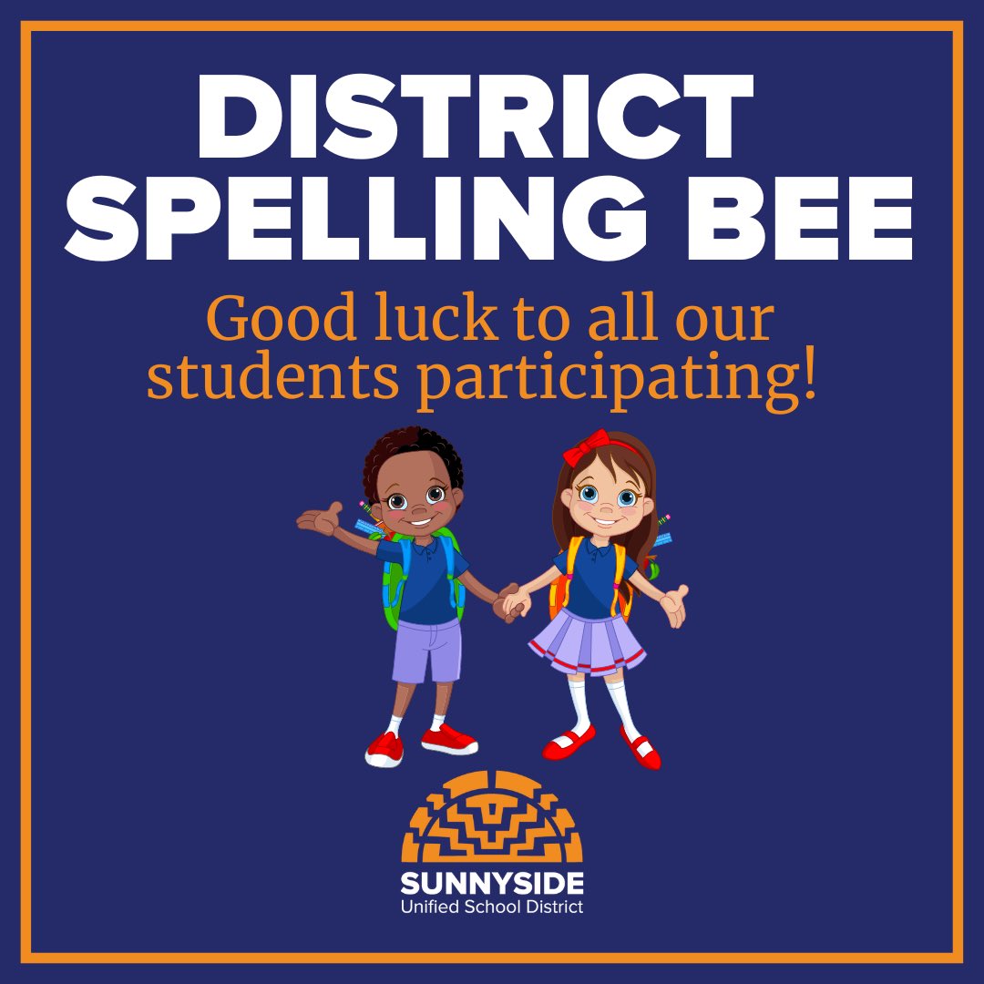DISTRICT SPELLING BEE—

Our 3rd through 8th graders, are competing this morning in the District Spelling Bee! Watch live and cheer on these amazing students! Good luck to everyone! 

LIVE STREAM: youtu.be/ZtglpvDefb0