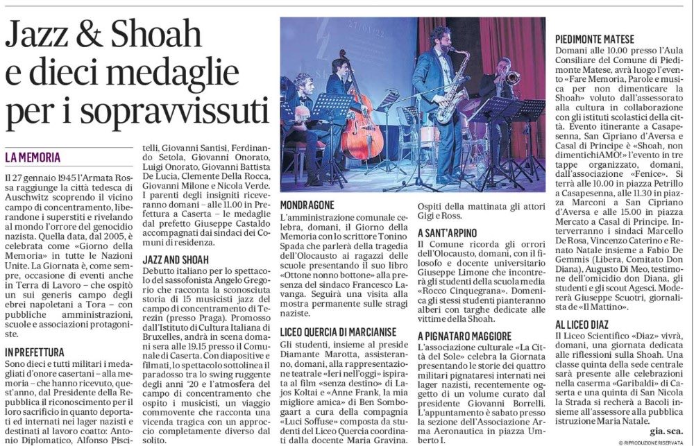 Tutte le iniziative #giornatadellamemoria #jazzandshoah  #ilmattino