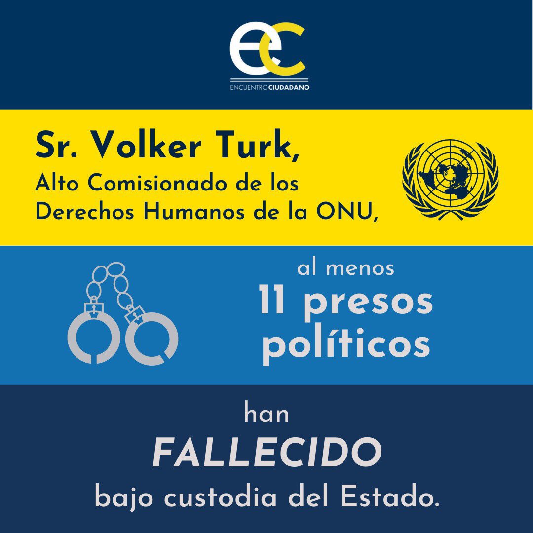 luigipulcinil's tweet photo. #26Enero | Ante la visita a Venezuela🇻🇪 el Alto Comisionado de la ONU🇺🇳 para los #DDHH, Sr. @volker_turk.  Es imperativo se exija la Liberación inmediata de todos los #PresosPoliticos, de más de 300 Presos P. al menos 11 han muerto por Tortura y sin acceso a medicos. https://t.co/iUJIYUGdZh