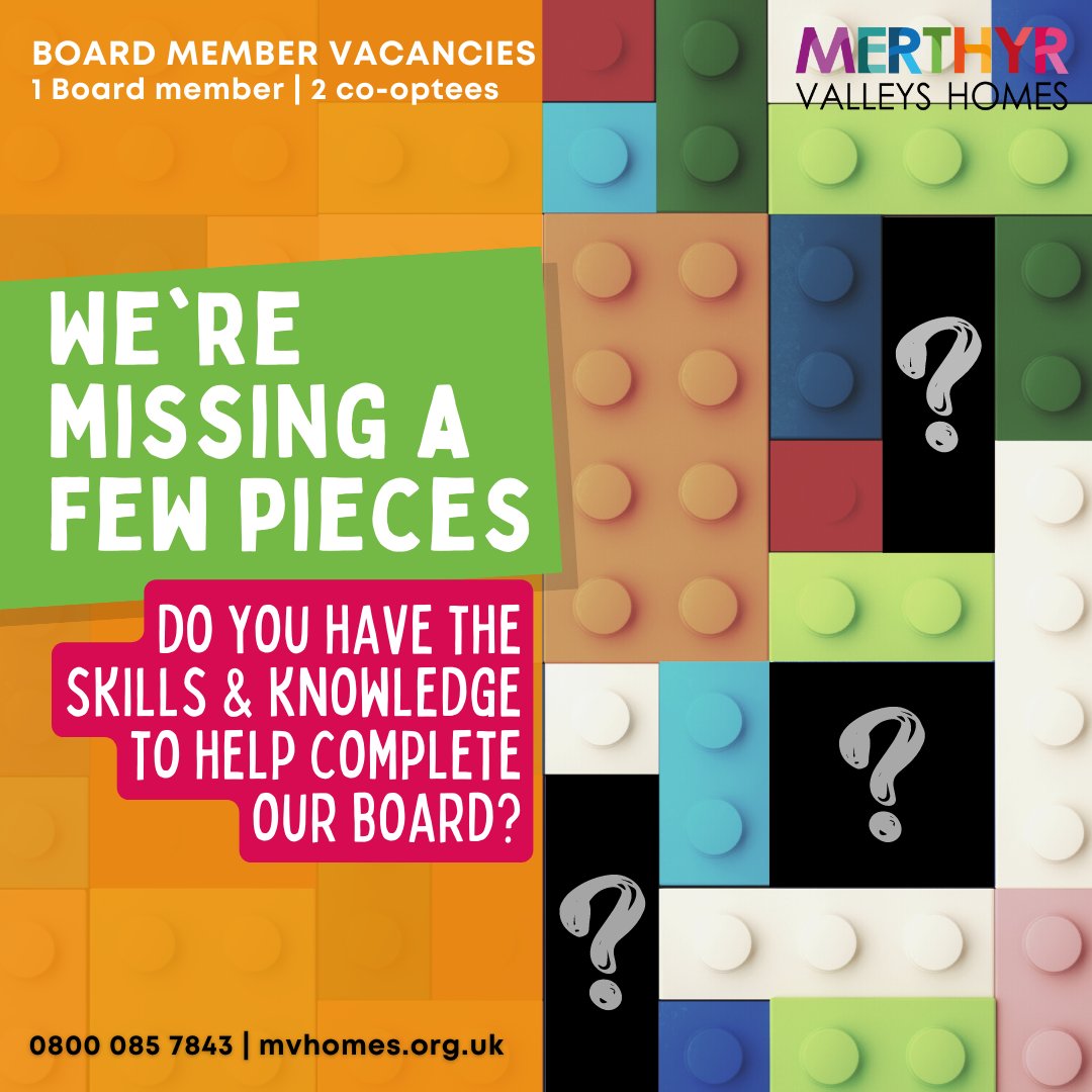 We're are missing a few pieces.
Do you have the skills &amp; knowledge to complete our board?

We have 3 great opportunities for you, to join our #Mutual ;
1 Non-Executive Director &amp;
2 Co-opted Non-Executive Directors

Interested? Take a look here -> bit.ly/MVH-Board