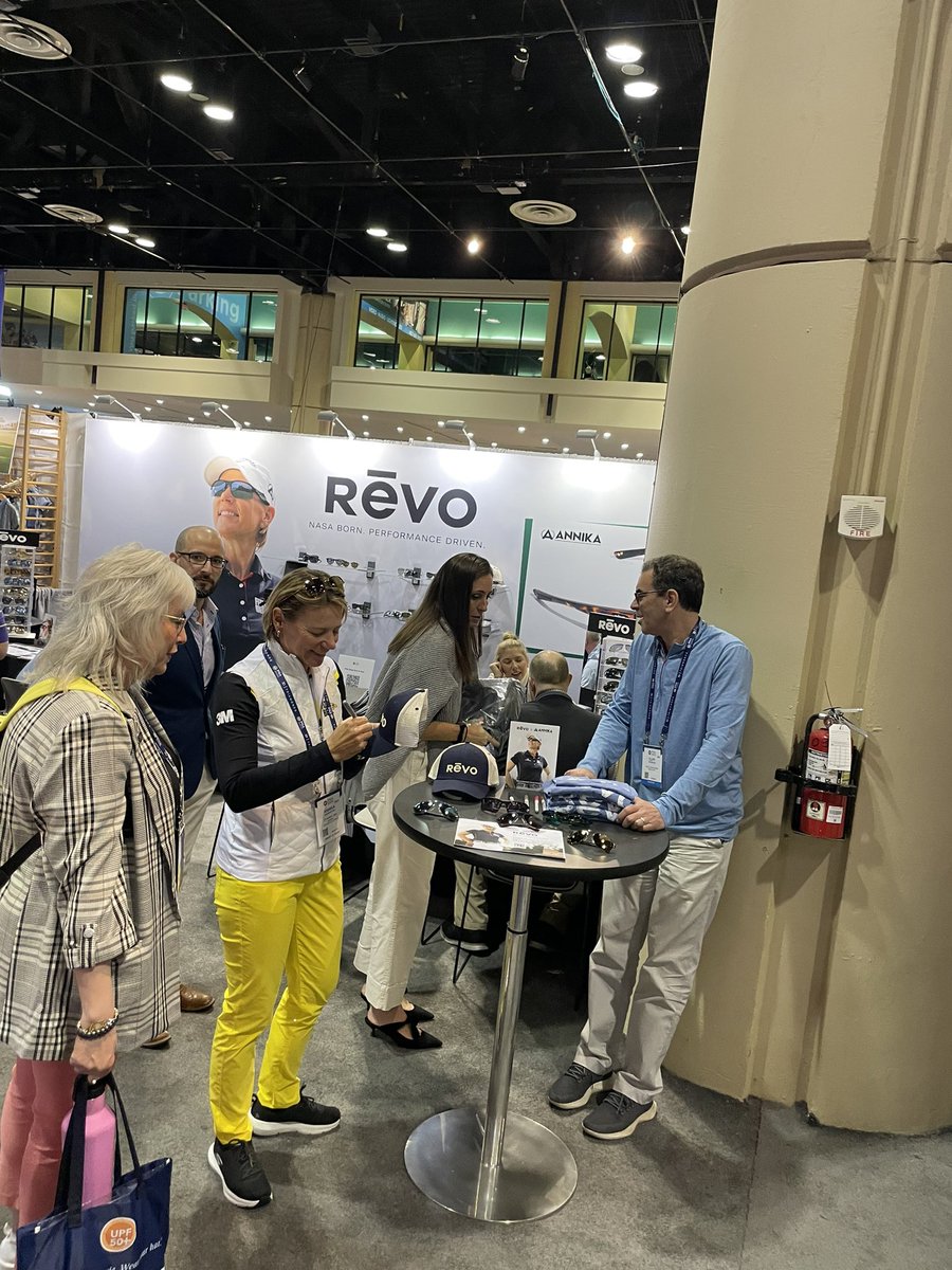 .@ANNIKA59 is doing a signing at @RevoSunglasses now in booth 5062 at the @PGAShow. Stop by if you are here 😎