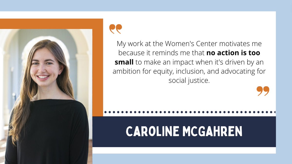 UVaWomensCenter's tweet photo. Our #StudentSpotlight this week is Caroline McGahren! Caroline is a fourth year Legal Clinic intern studying Political and Social Thought. Learn more about Caroline on our blog!
https://t.co/KYSHTzTAIb https://t.co/3iAqY9ZrPd