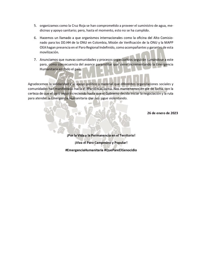 periferiaprensa's tweet photo. A cuatro días del paro en la Lizama, Santander, el gobierno nacional sigue poniendo trabas y dilatando el diálogo con las comunidades allí asentadas. Las campesinas y campesinos reiteran su voluntad de diálogo y han decidido mantener el paro. https://t.co/BlGBgCYQ6c