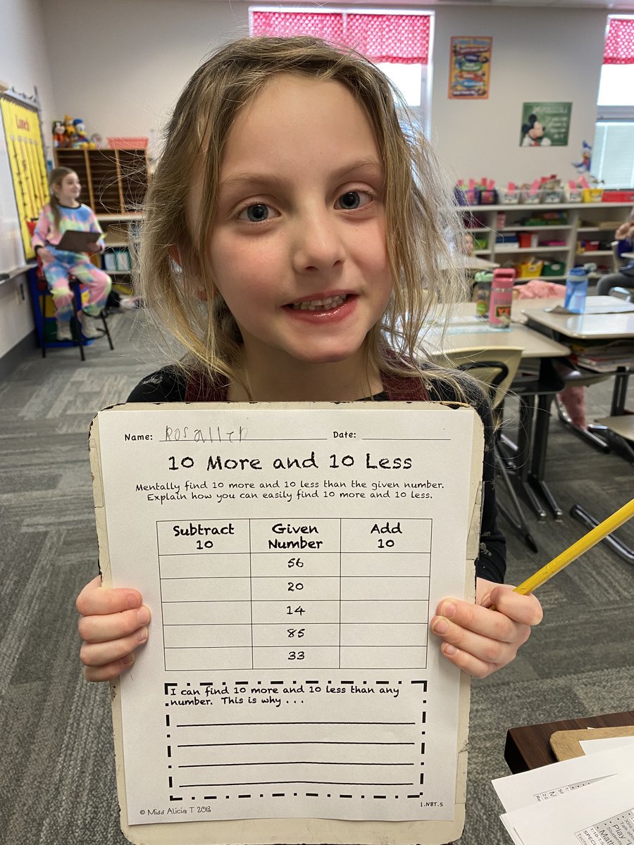 SunmanEl's tweet photo. #powerstandard: Find mentally ten more or ten less than a given two-digit number without having to count, and explain the thinking process used to get the answer.
@MelissaWynn1
#HowMuchWeCanGrow #guarenteedandviablecurriculum #WatchSunmanDearborn https://t.co/bpp7Aylm6a