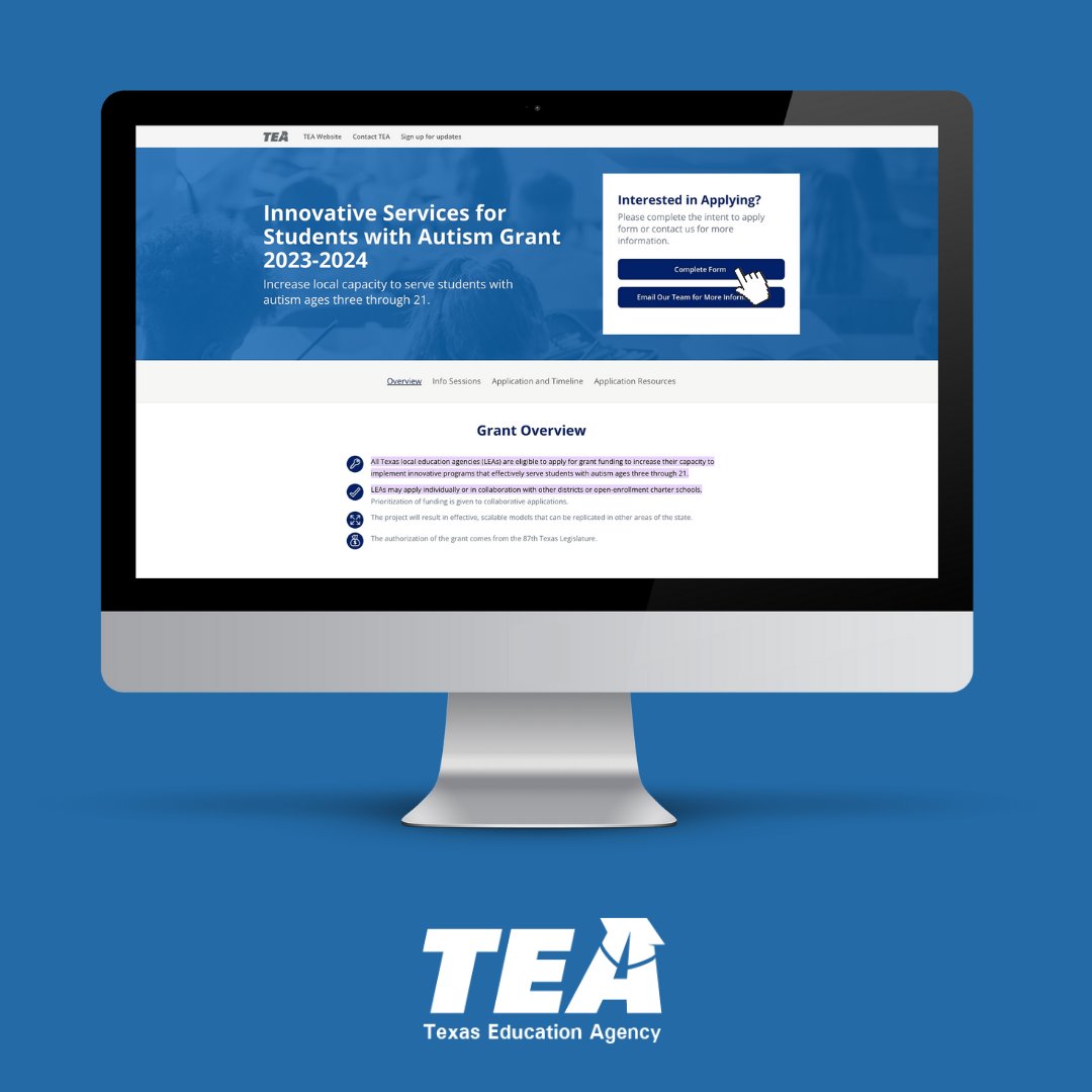 TX School Systems: If you are interested in applying for the 2023-24 Innovative Services for Students with Autism Grant, complete the Intent to Apply Form at go.esc13.net/autism-grant-a… before February 1, 2023.