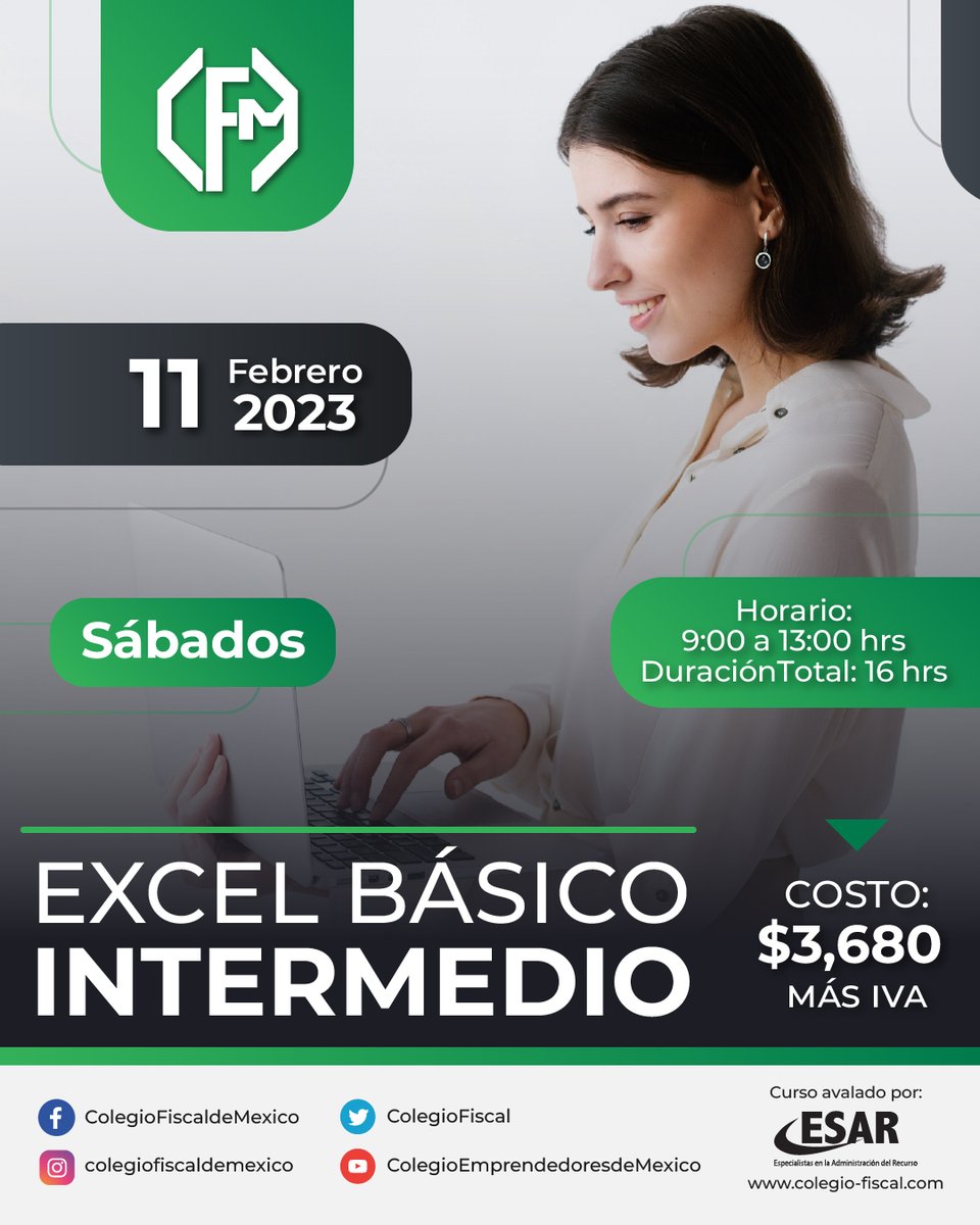 ✨¡No te pierdas este curso!✨

📌 Excel Básico Intermedio

🌐colegio-fiscal.com/producto/excel…

Paga con tu tarjeta de crédito a través de PayPal 💳

#Excel #basico #intermedio #funcionesexcel
#EXCELBásico #Atajos #Automatización #Macros
#Optimización #cursos #CupoLimitado #CursoOnline