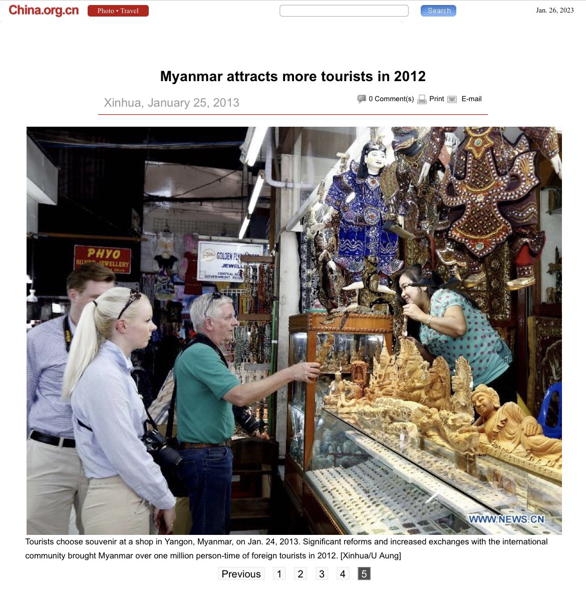 ANachemson's tweet photo. Junta-controlled media claims more foreign tourists are visiting Myanmar, but uses a picture from… 2013 https://t.co/6Q1sIs6tFQ