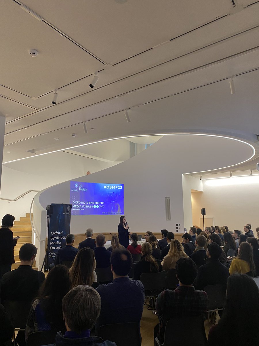 OxGenAI's tweet photo. And we’re off!

Director @cassidybereskin welcomes our guests and panelists to the Oxford Synthetic Media Forum #osmf23. https://t.co/iycpeSJFQS
