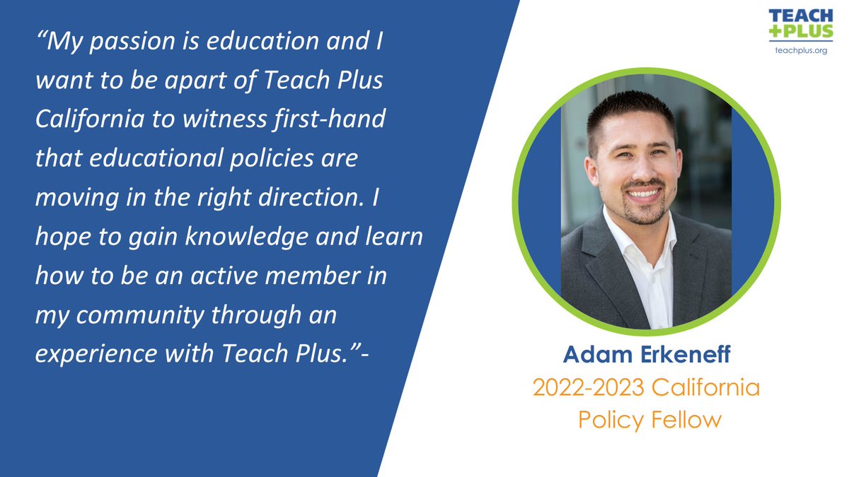 TeachPlusCA's tweet image. Meet Teach Plus California Teacher Leader: Adam Erkeneff
#TeachPlus #TeacherLeader