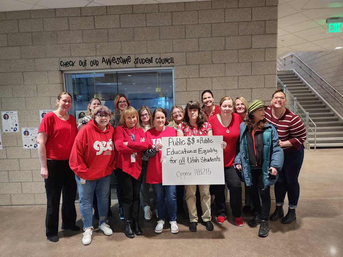 jbpascal's tweet photo. Teachers from Olene Walker Elementary expressing their thoughts on public money staying in public schools. ,#uted #utleg #utpol https://t.co/NHAUDRziIw