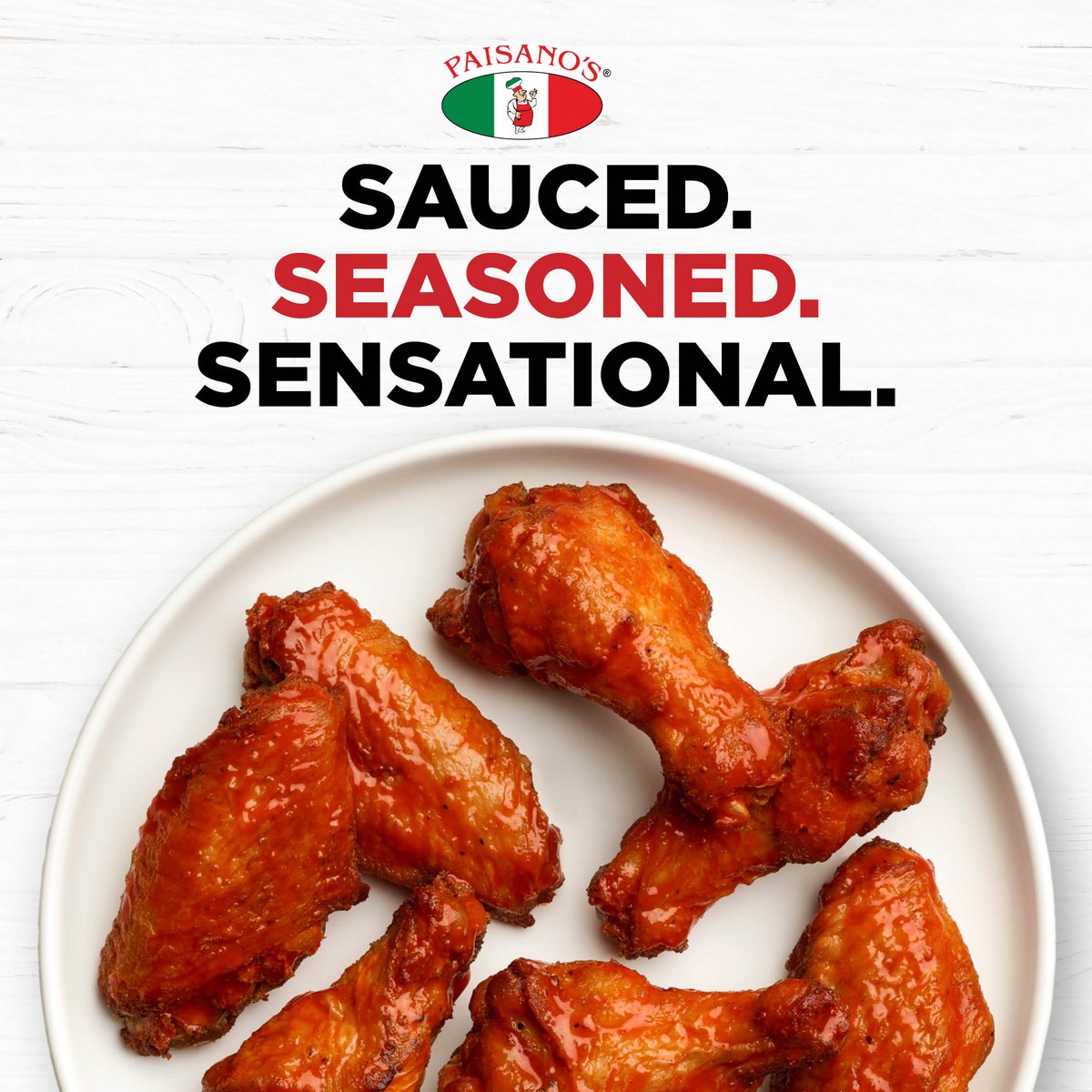 🍗Sauced deliciousness ahead! 🍗 Wing it up and choose from your fave sauces - mild, medium, hot, or BBQ. Order a side of wings with your favorite pizza at 📲 PaisanosPizza.com