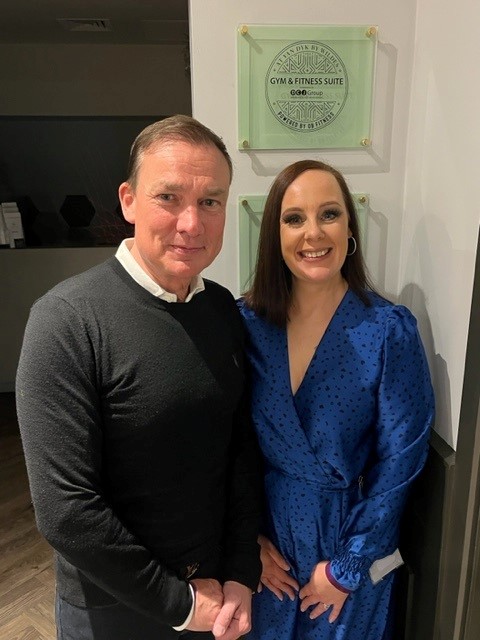 We are delighted to be sponsors of the Gym &amp; Fitness Suite at Van Dyk Hotel.

Pictured: Chris Breeze – CEO of DCJ Group together with Donna McMahon – PA to Managing Director, Marc Wildes at Van Dyk by Wildes.

<a href="/HotelVanDyk/">Van Dyk</a> 
lnkd.in/d7TunAJe