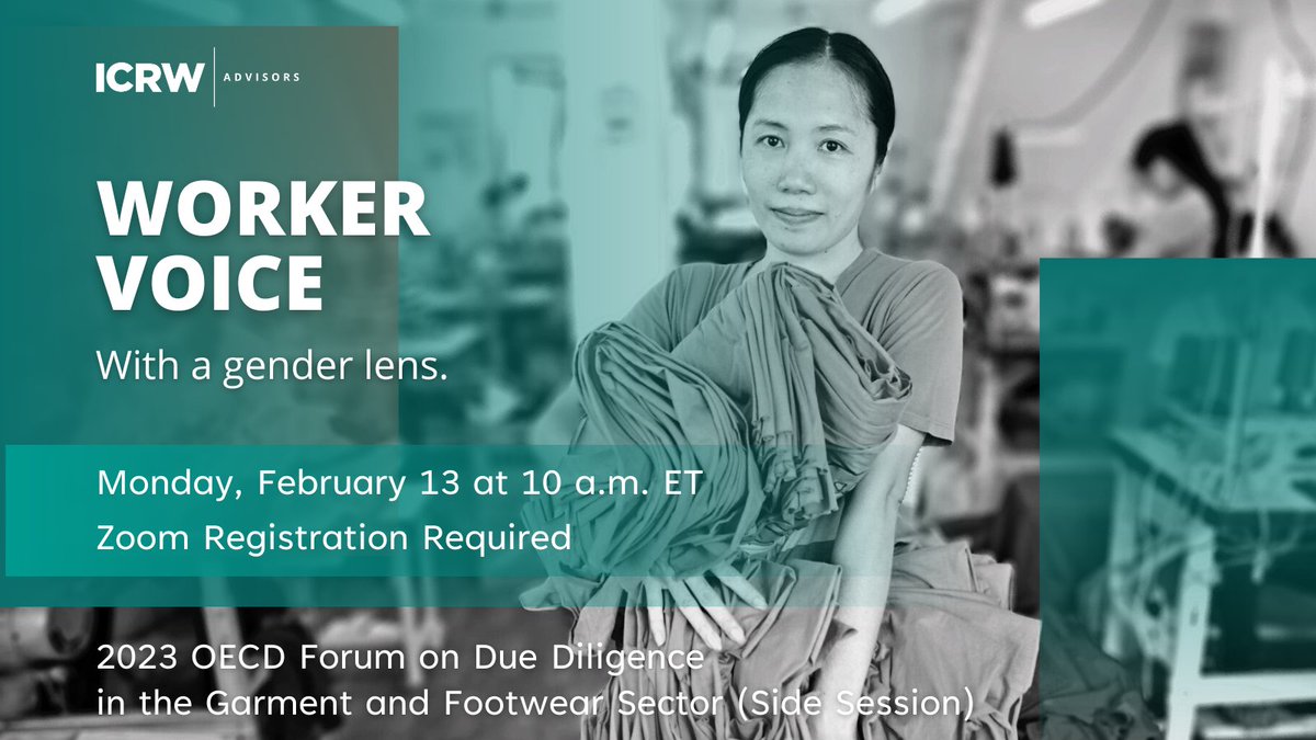 ICRW Advisors (@icrwadvisors) on Twitter photo Pivoting to resilience? Don't miss our side session at <a href="/OECD_BizFin/">OECD Business and Finance</a> to learn about using worker voice to build supply chains that work for everyone.
Check out our findings & get access to our Gender Equity Worker Voice tool! Register today 🔽 us06web.zoom.us/webinar/regist… #OECDrbc Pivoting to resilience? Don't miss our side session at <a href="/OECD_BizFin/">OECD Business and Finance</a> to learn about using worker voice to build supply chains that work for everyone.
Check out our findings & get access to our Gender Equity Worker Voice tool! Register today 🔽 us06web.zoom.us/webinar/regist… #OECDrbc