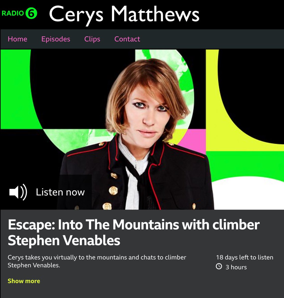 Listen to <a href="/Venables_S/">Stephen Venables</a> talking to <a href="/cerysmatthews/">Cerys Matthews</a> on BBC Radio 6 in a mountain special, including a piece with Pete Boardman talking about cornices boardmantasker.com/news/2023/1/26…