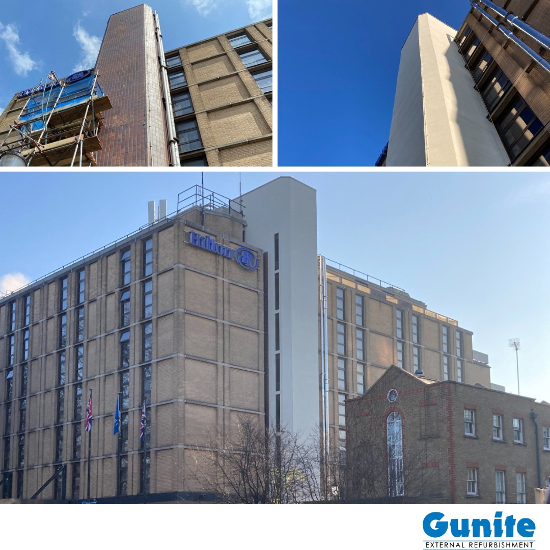 We've recently been working on the stair tower at the Hilton Hotel, Kensington.  
We treated with Sikadur 31 and steel pins, then rendered using Sika Monorex GM, we also used webber stop beads &amp; movement joints. 

#ExternalRefurbishment  #ConcreteRepair #Sika