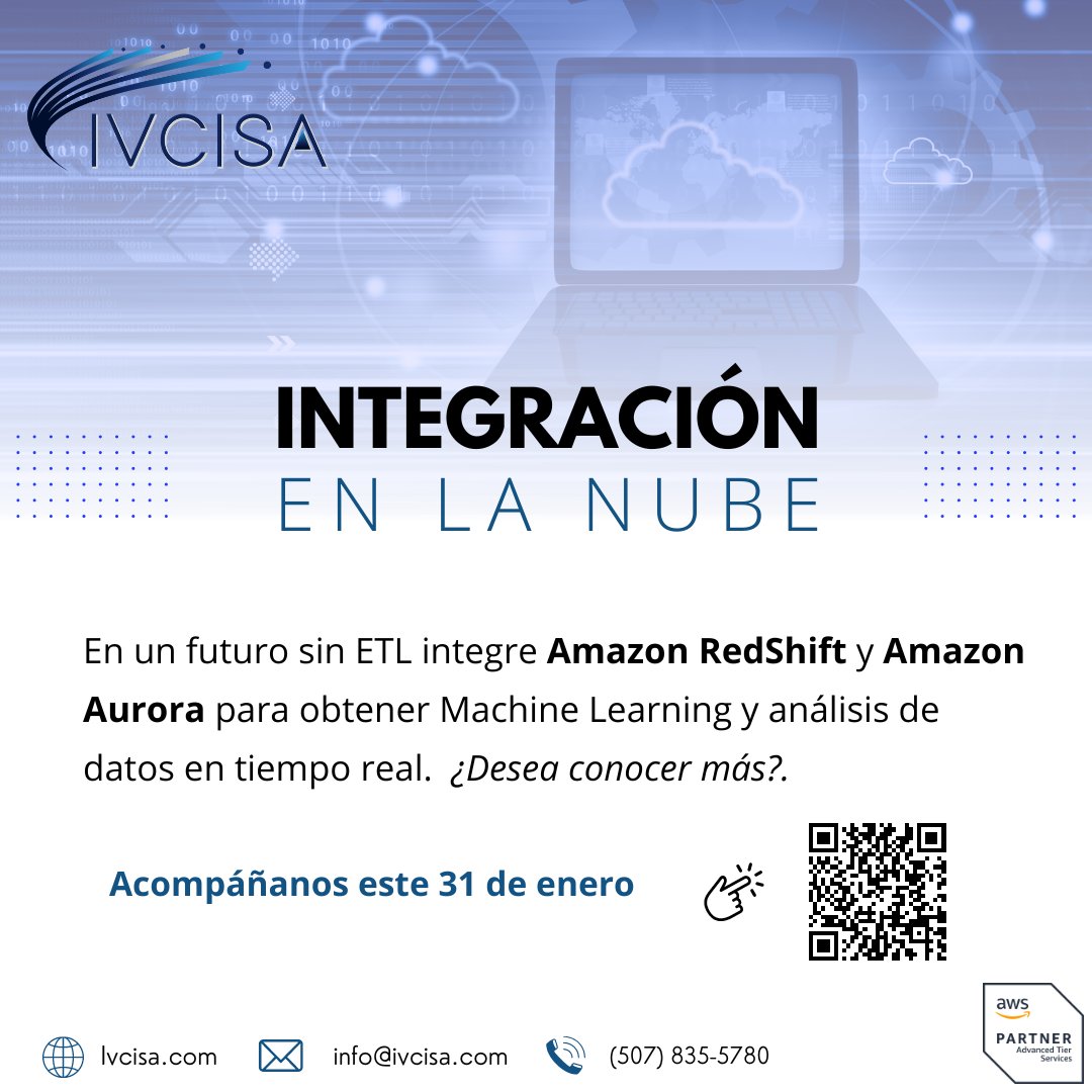 ivcisainc's tweet photo. AWS apunta a un futuro sin ETL para integrar series de datos. Para ello, AWS presenta Amazon Aurora integrado con Amazon Redshift sin ETL, que permite ML y análisis de petabytes de datos casi en tiempo real, sin este proceso.

Para más info acompáñanos: https://t.co/zUaAejMInA https://t.co/S2U2b2atYm