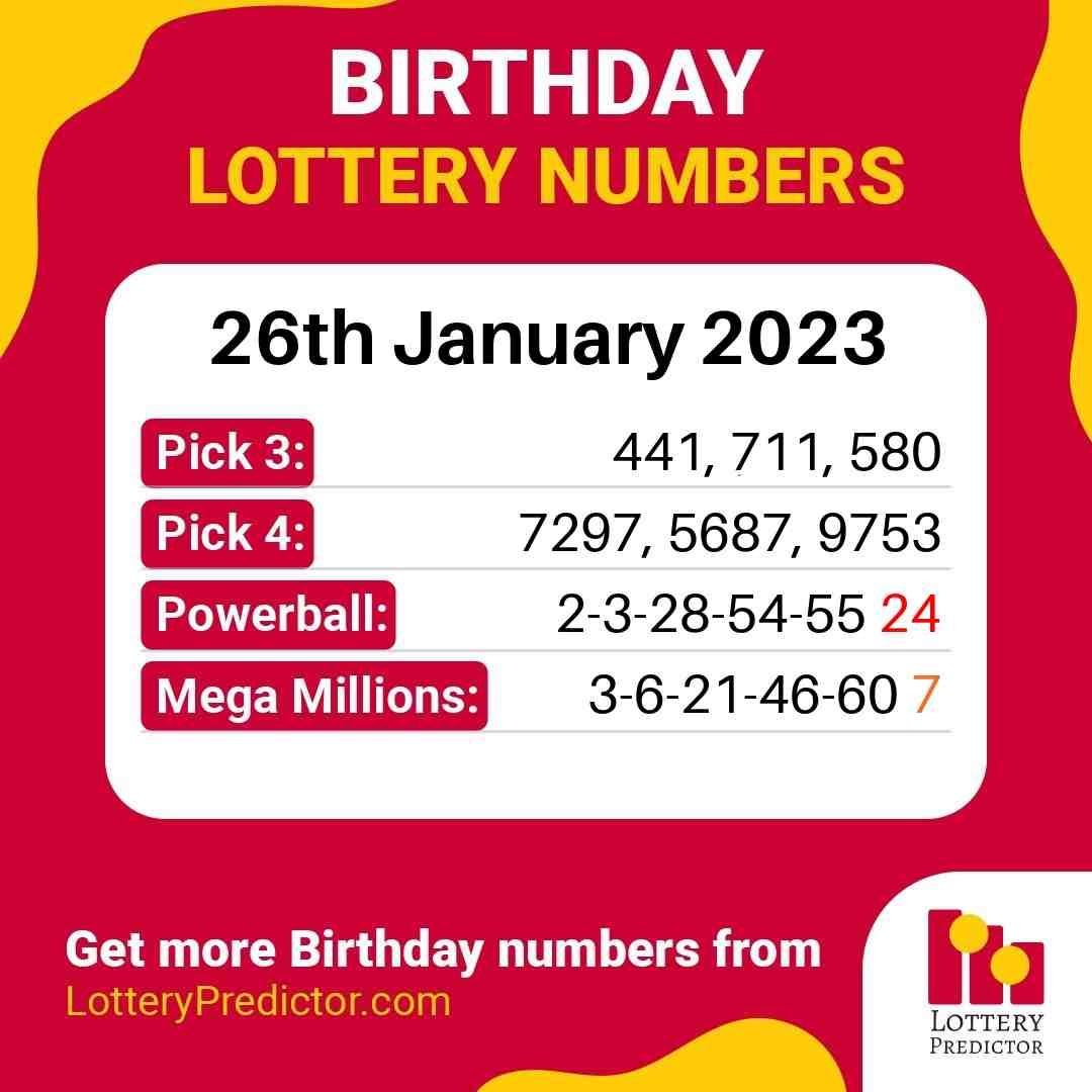 Birthday lottery numbers for Thursday, 26th January 2023
#lottery #powerball #megamillions
https://t.co/AdP8shhdk4 https://t.co/nESFXo3Cfp