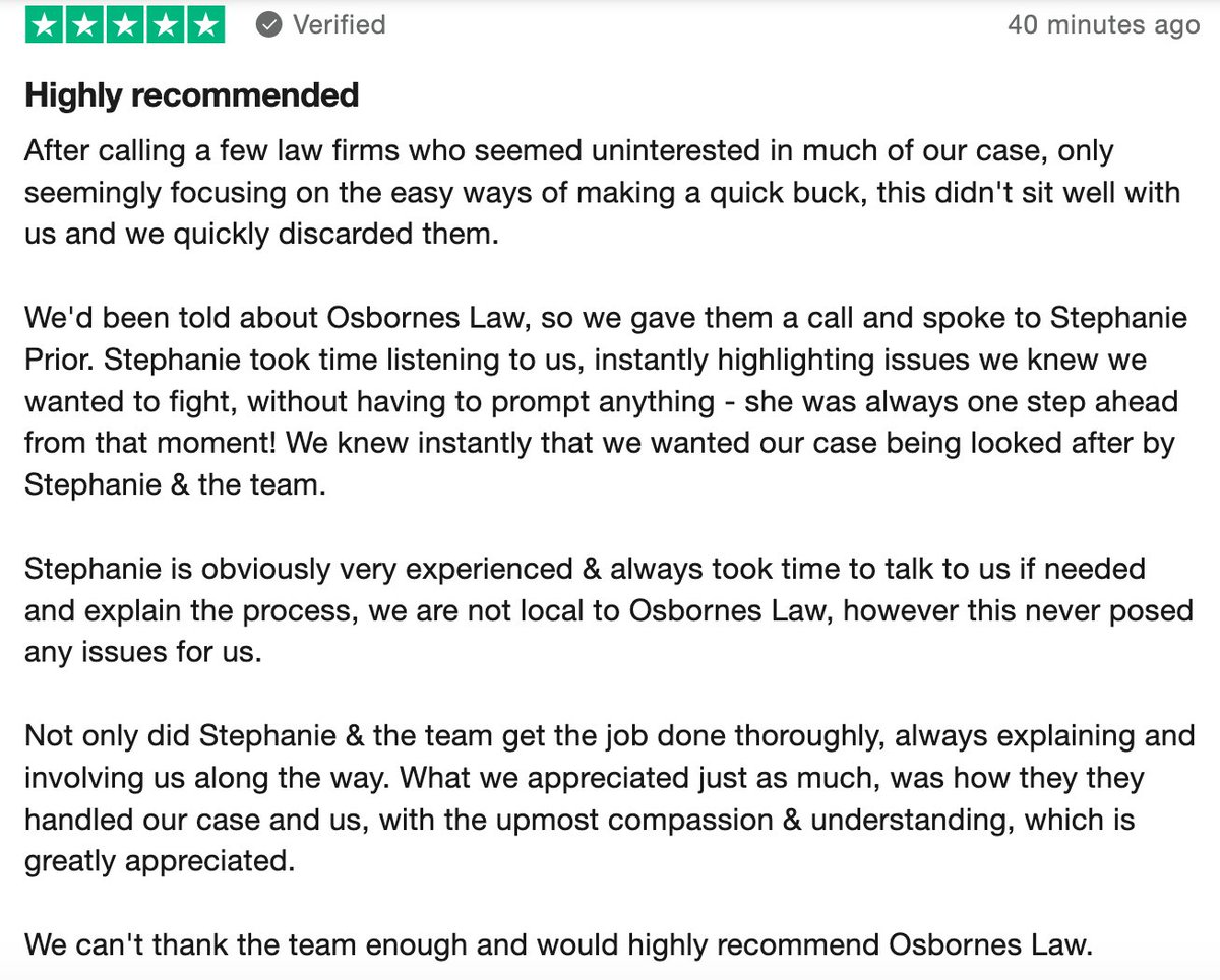 OsbornesClinNeg's tweet photo. A fantastic review for our head of department @PriorSteph, who always goes above and beyond for her clients ⭐️ https://t.co/7fhNl1x2TJ