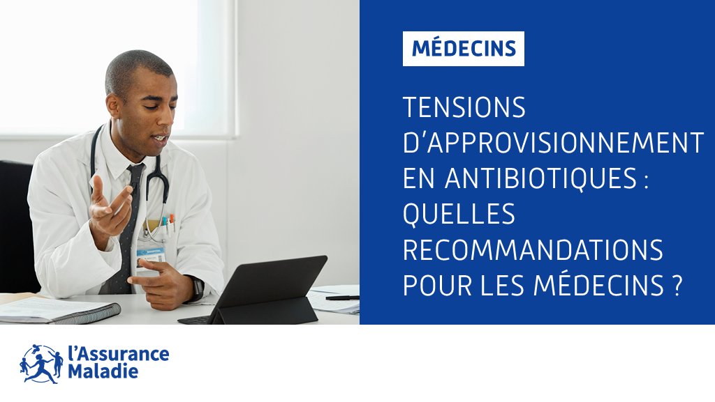 Assur_Maladie's tweet image. #Médecins | En ce début d’année, les difficultés d’approvisionnements en #antibiotiques persistent. Dans ce contexte, il est rappelé dans un DGS-urgent que la prescription comme l’utilisation à bon escient des antibiotiques sont essentielles💊

En savoir ➕ameli.fr/medecin/actual…