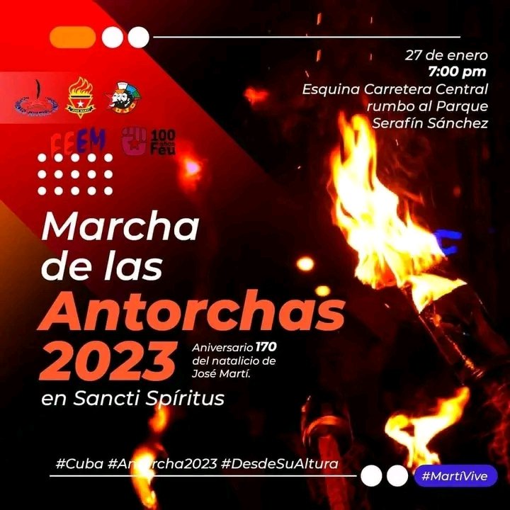 Junto a los jóvenes de #CabaiguánEduca este 27 de enero Marcha de las Antorchas en #SanctiSpiritusEnMarcha <a href="/Educacabig/">DME Cabaiguán</a> <a href="/dpesanct/">DGEsanct-Spiritus</a> <a href="/ObraDe/">LaObraDeLaRevoluciónSS</a> <a href="/MEspirituana/">@MariposaEspirituana</a> <a href="/AndreiArmasBra6/">Andrei Armas Bravo</a> @AcostaNacira.