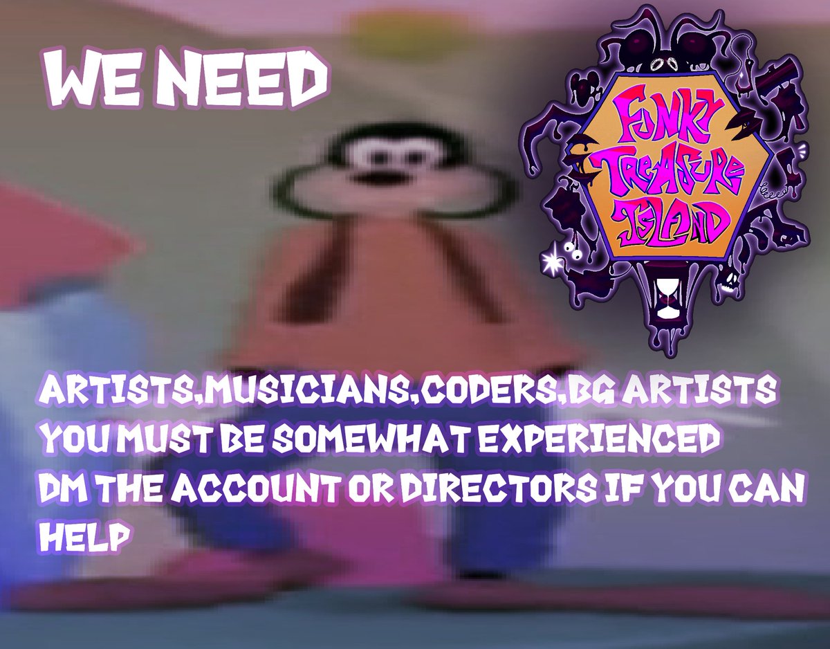 funkytreasurei's tweet photo. So help if you can :)
#FNF #fnfmods #horror #Disney #fridaynightfunkin #TreasureIsland 
#OBLITUSCASA @FNFNewsAnnounc1 @News_Funkin 
Discord:@Sora Snowy Cloud 🌨#4255 
@Iowse#2356 https://t.co/ni5eWUZNnP