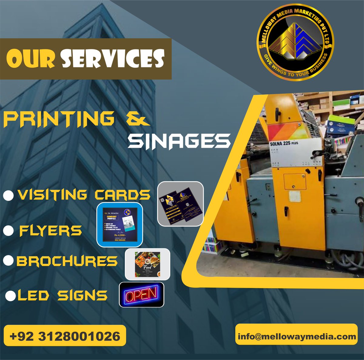 MellowayMedia's tweet photo. For Your, All Printing Needs Just Call Melloway Media 
Having own Printings Machines serves the best services with cost efficiency https://t.co/LcNdvA3AJW