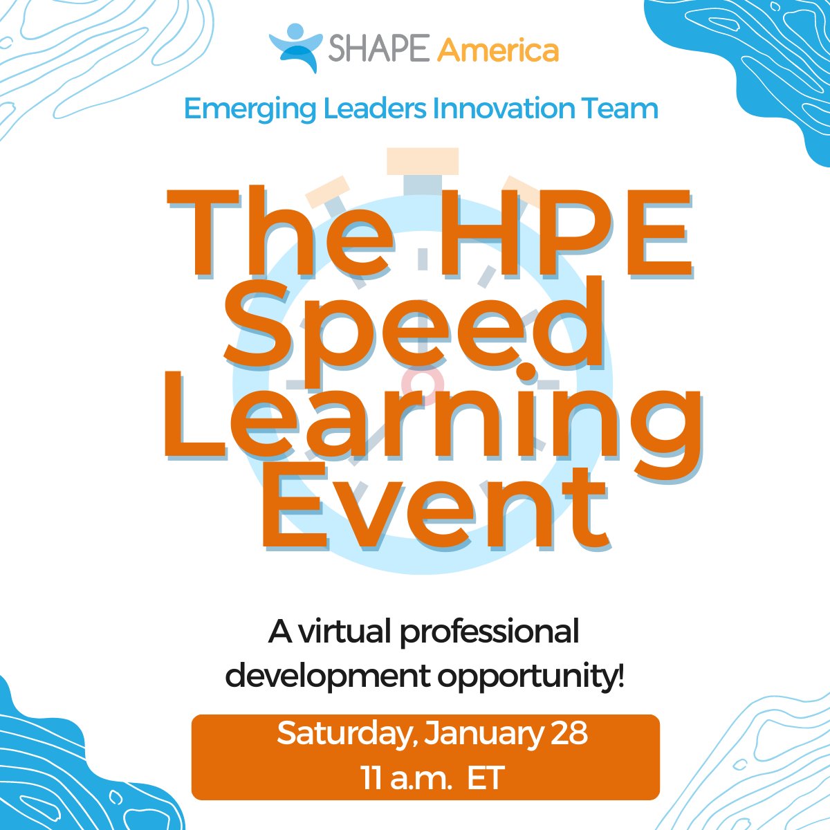 Join us for the The HPE Speed Learning Event presented by our Emerging Leaders Innovation Team on January 28th😀

Hear from <a href="/MacaylaBraun_PE/">Macayla Braun</a>, VJ Ferrer, <a href="/mshuff_HPE/">Coach Michelle Huff 🐾🥎💙</a>, <a href="/CollinBrooksie/">Collin Brooks</a>, <a href="/vnshiver/">Tori Shiver</a>, Megan McCollom, @CoachStehlePE, <a href="/Salvo_TCE/">Kyle Salvo</a> &amp; more

Register👇
shapeamerica.org/Webinars/The_H…