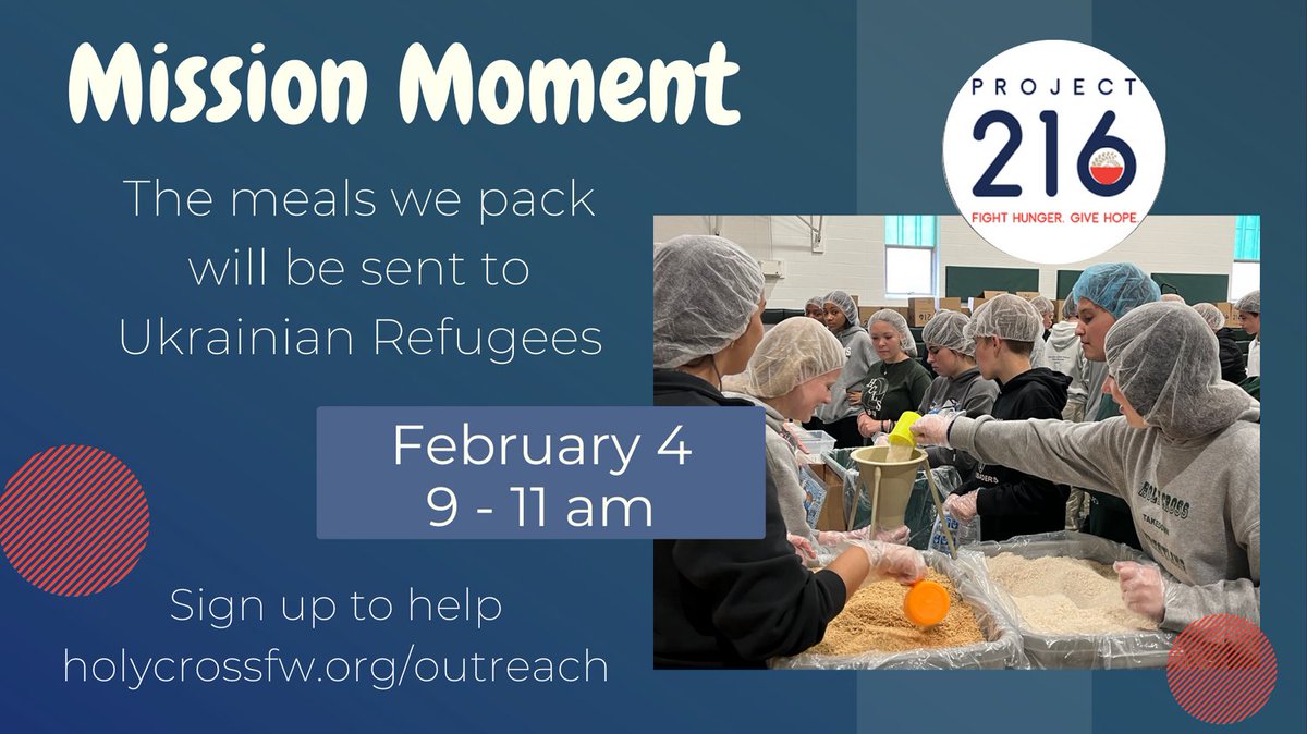 This weekend we will learn more about Project 216 and how these special meal packets provides nutrition to fight hunger worldwide.