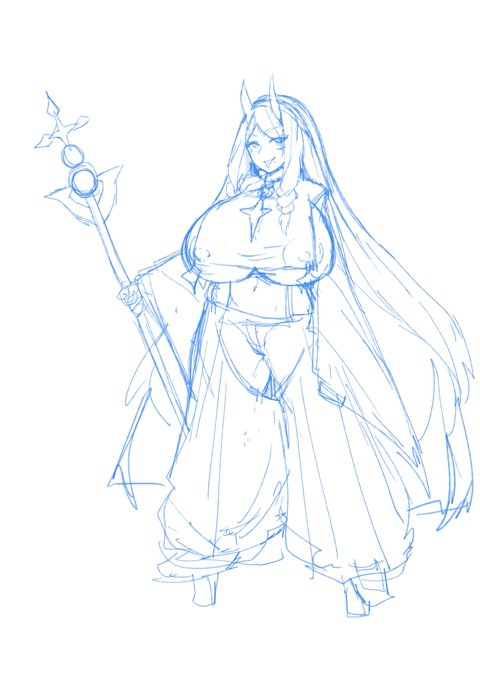 長身爆乳巫女僧侶ギャル鬼族

300人くらい経験してそうな見た目してるけど処女
酒癖が悪い
なんならずっと飲んでる。ちょっと頭悪め天才肌。
とりあえず安くて強めの服にした結果色んな信仰にケンカを売る服装になった。

デカい(重要) 