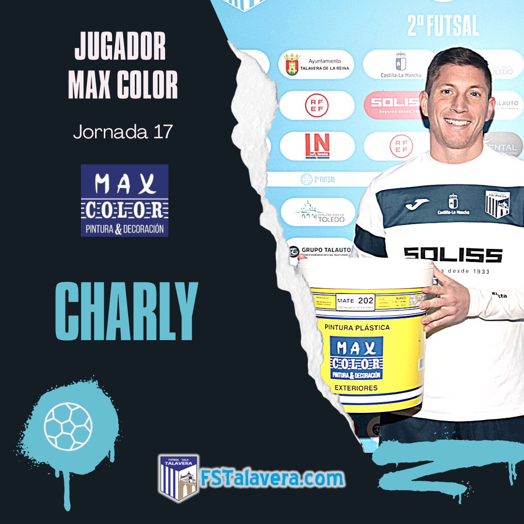 Nos faltaba hacer oficial su victoria en la votación al Jugador <a href="/maxcolorpintura/">Max Color. Pintura & Decoración</a> 🎨🎨🎨 de la Jornada 1️⃣7️⃣. En una gran remontada final se lo lleva <a href="/charlyghz/">Charly</a> y consigue su primer MVP de la temporada ⭐️ ¡Enhorabuena, Charly! 👏🏻👏🏻👏🏻