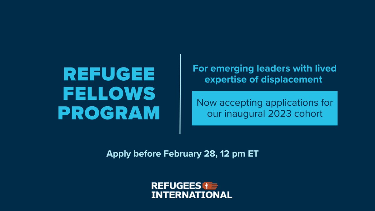 We are proud to announce our Refugee Fellows Program 🎉 

Open to those with lived expertise of displacement, our program aims to equip and elevate perspectives of refugee leaders in global advocacy.

Learn more and apply today!
buff.ly/3WCqKXD