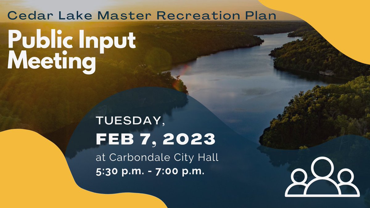 Tell us about your favorite outdoor activities! 🥾🚵‍♀️🎣🏕 Your input will help us draft the Cedar Lake Master Recreation Plan! Join us Tuesday, Feb 7, from 5:30 - 7 p.m., for a brief presentation and public input opportunity. DETAILS --> explorecarbondale.com/CivicAlerts.as…