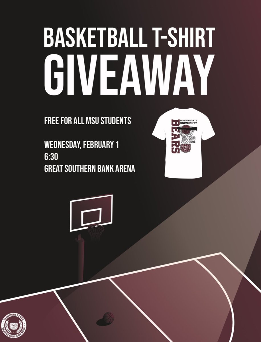 Come cheer on the bears and get a free basketball t-shirt! Next Wednesday, February 1st, at 6:30 pm in the GSB! #GoBears