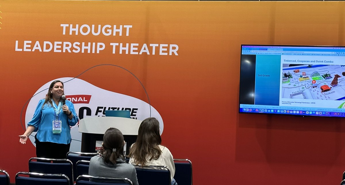RGriffin_GS's tweet photo. @CindyGo75 @GulliverPrep_ @tinkercad @Ozobot @CoSpaces_Edu @Ultimaker Way to go @CindyGo75! Great job presenting your work with #design-thinking #coding and @Ozobot #FETC2023 @GulliverPrep_ https://t.co/nSa3Od2W2n
