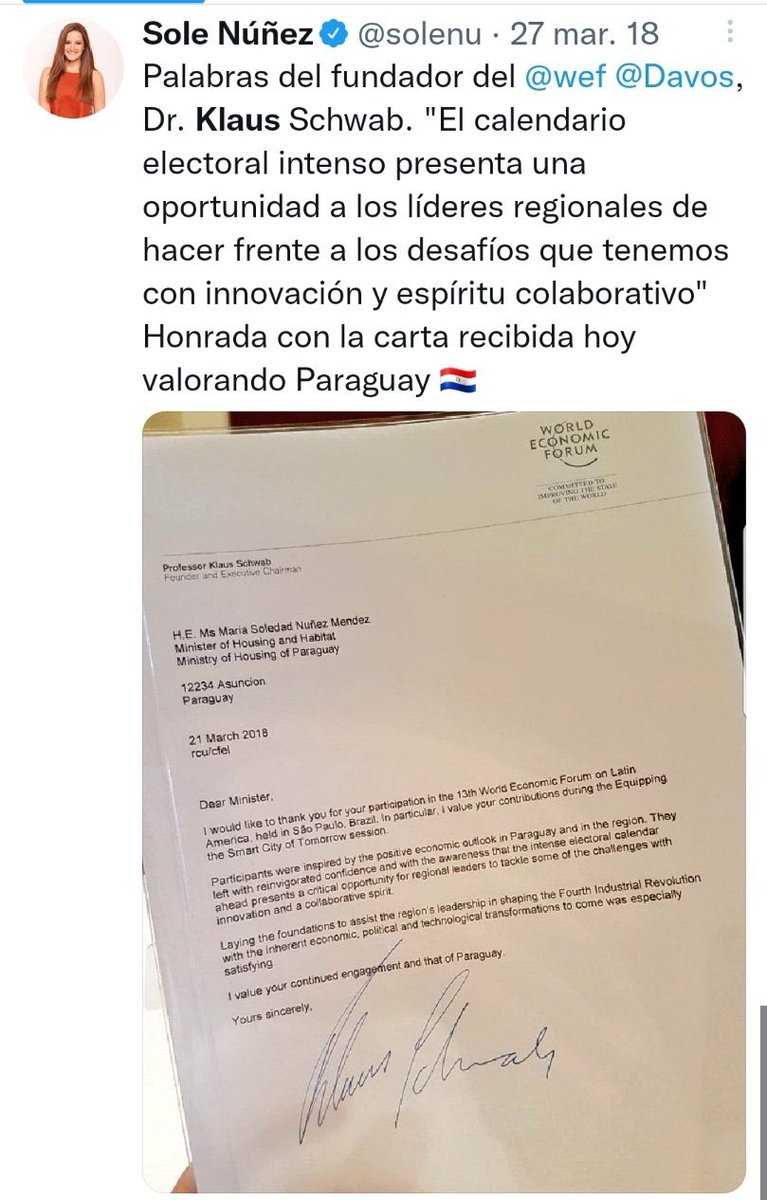 MilvaGauto's tweet photo. La aliada del corrupto Mario Abdo, la candidata a vice presidente Soledad Nuñez, globalista, antipatriota, ENTREGUISTA y esclava del comunismo, ni Schwab te va salvar de esta. 
YA PERDISTE. 
#NiOlvidoNiPerdon #FueraSoledadNuñez 
#FueraFEM #FueraGreatReset https://t.co/sm3Hw7yeU6
