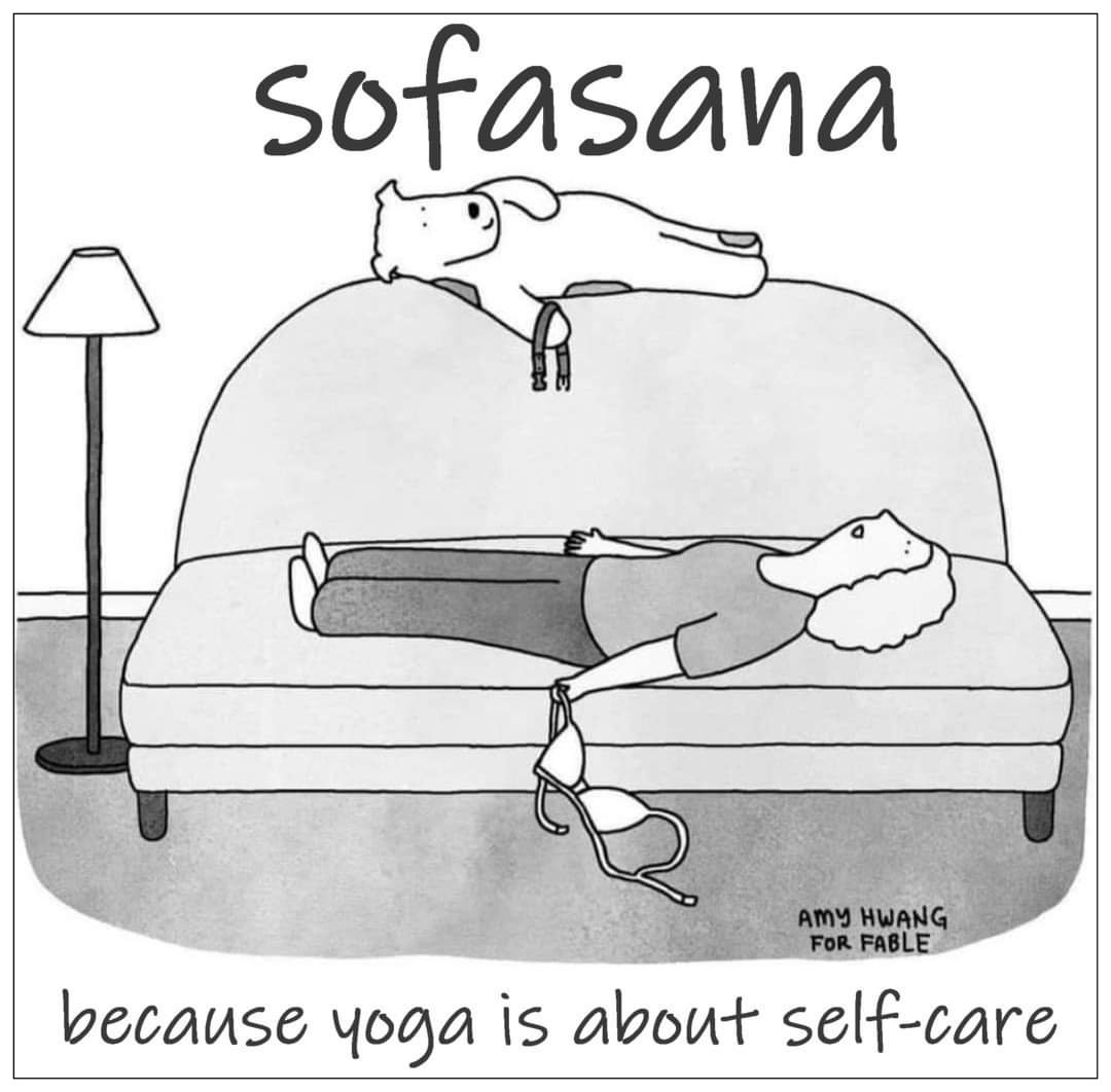 The teacher in me honours the sofa under you 🙏🏻.#yogaflow #yogapracticenotyogaperfect #yogaeverywhere #yogainspiration #yogaeveryday #yogalife  #yogisofinstagram #solylunayoga #yogapose #yogapractice #yogamemes #yoga #yogaeverydamnday #nerja #corpsepose #selfcare #selflove #sofa