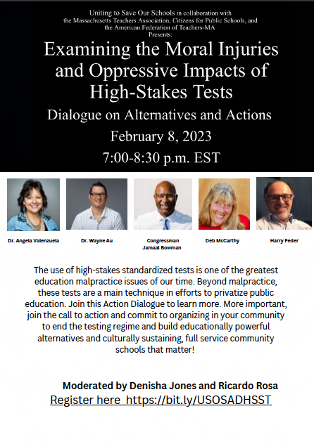 vlnzl's tweet photo. INVITATION: Examining the Moral Injuries and Oppressive Impacts of High-Stakes Tests-Feb. 8th at 6PM CST https://t.co/t7IvZjzPvL #UTTCEP @NEA #MoreThanATest #TxEd @FairTestOffice #testing @DisRightsTx @IDRAedu @EdAustin_TX @utexascoe @LULAC @TxTLEEC @RYHTexas @TAMSATX @MASBATX https://t.co/rOPoYByoa2