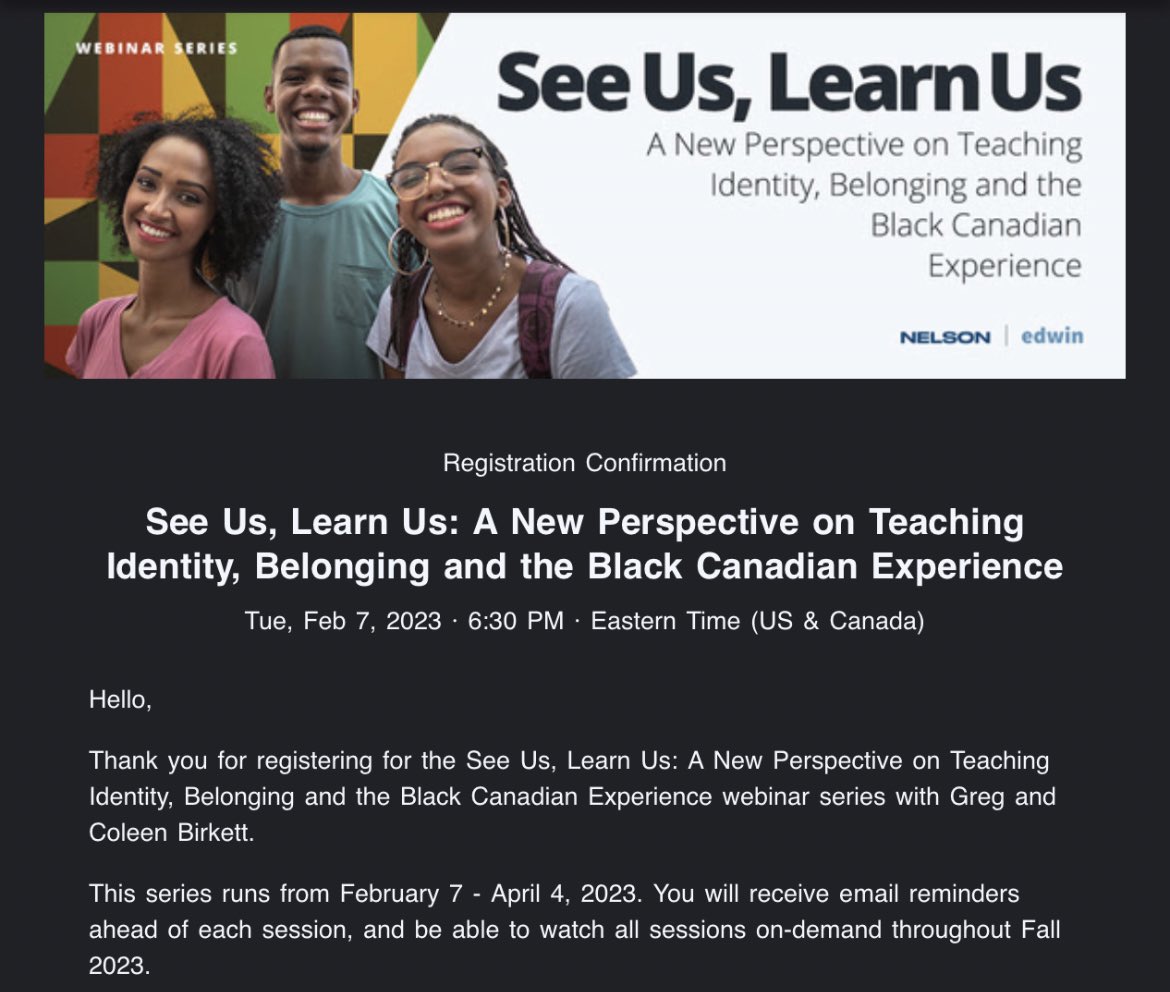 All signed up! Grateful for this learning opportunity in strengthening identity and belonging in our schools through learning about the Black Canadian experience. 📚✏️ <a href="/NelsonClassroom/">Nelson</a> <a href="/TLDSBEquity/">TLDSB Equity & Inclusion Task Force</a> <a href="/TLDSB/">TLDSB</a>