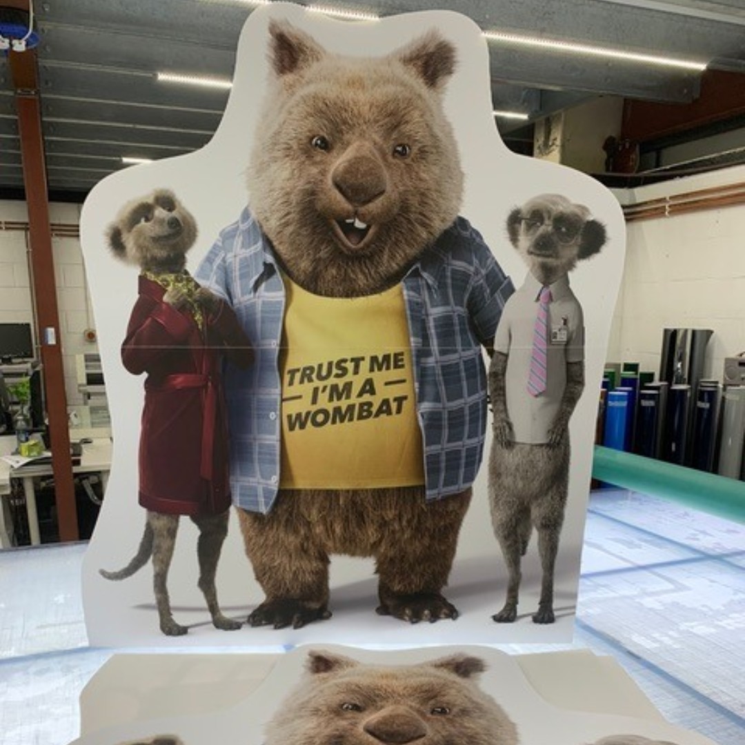 PumpkinPrint's tweet photo. Lifesize cut outs - or standees as they are often called - are a really good way to grab attention at a product launch or an exhibition. 👊 

Here are some we produced last week for the guys at Compare the Market with their new Wombat character taking centre stage! 

#marketing https://t.co/WJZPf759ZX