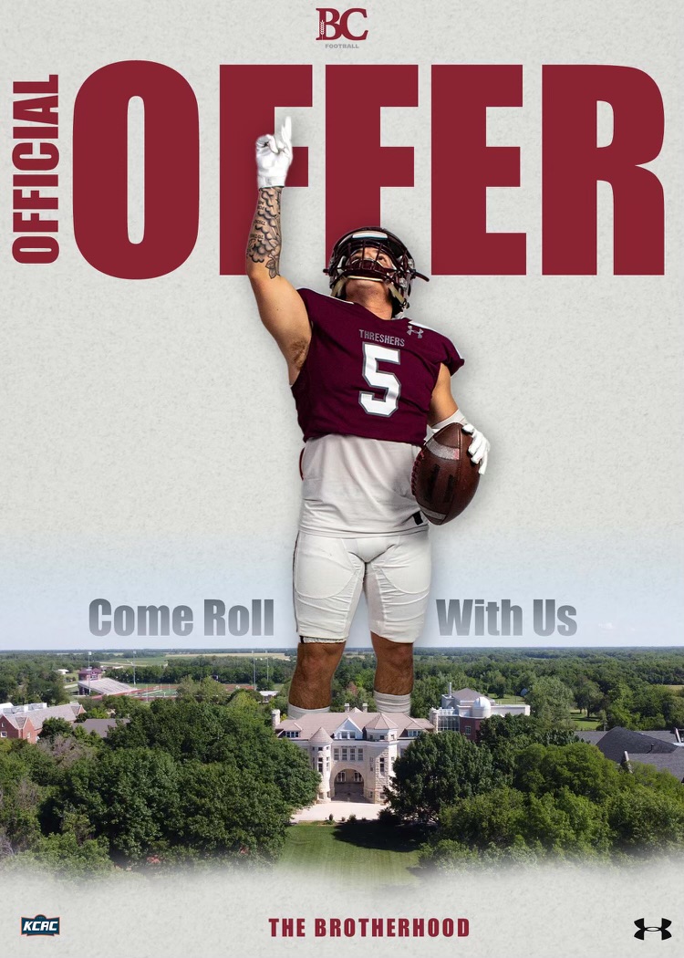 So blessed to have the opportunity to play college football!  @threshers_FB has a great tradition and successful program, blessed to receive an offer from @coachdhud_BC and @coachstokesBC to continue my playing career.  @bradpyatt @theterrycook @AwestFootball