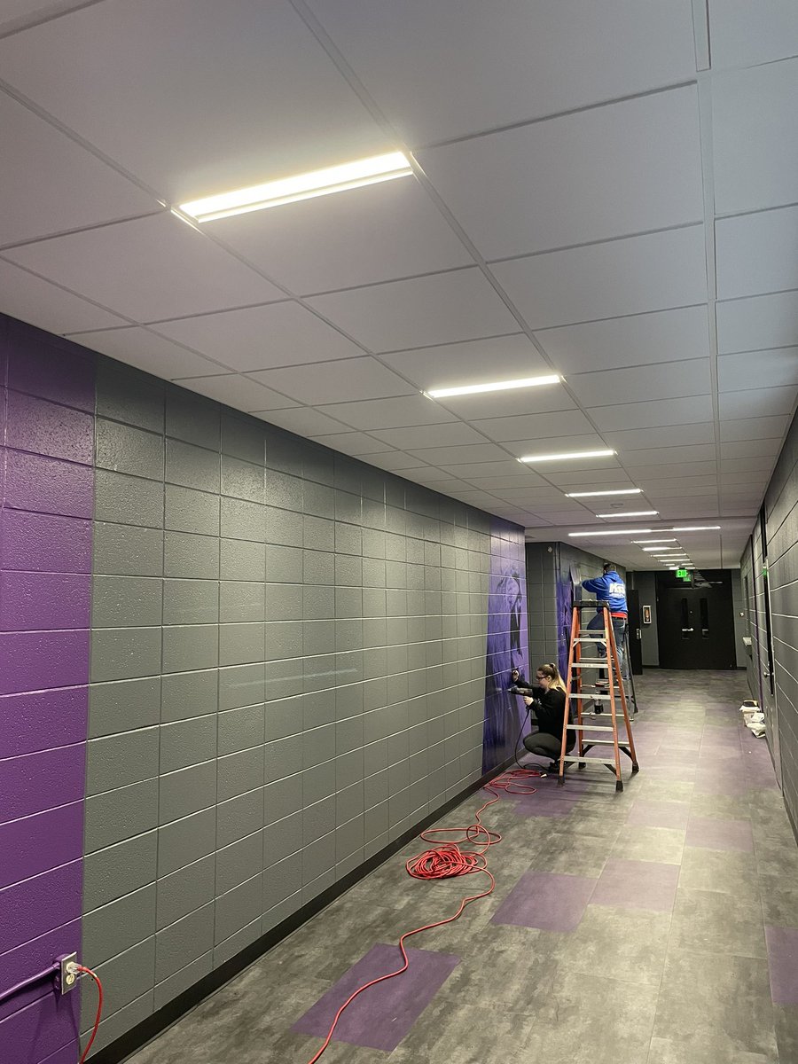 Looks like the @UNAFootball locker room hallway is getting the finishing touches. What do you think @BrentDearmon!? #RestoretheRoar #PurpleSwarm 📈🦁