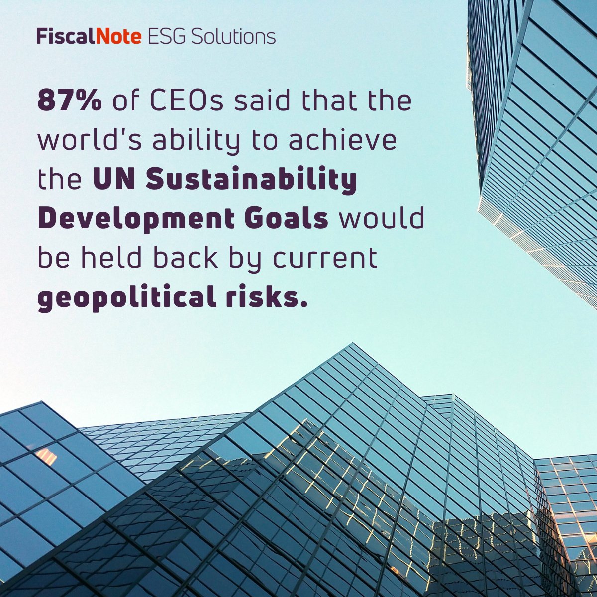 87% of CEOs say current geopolitical instability limits progress towards the UN Sustainable Development Goals #UNSDG

🏛 CEOs call for global governments to play a more active role in the green transition by standardizing global reporting and regulations
esgtoday.com/87-of-ceos-war…