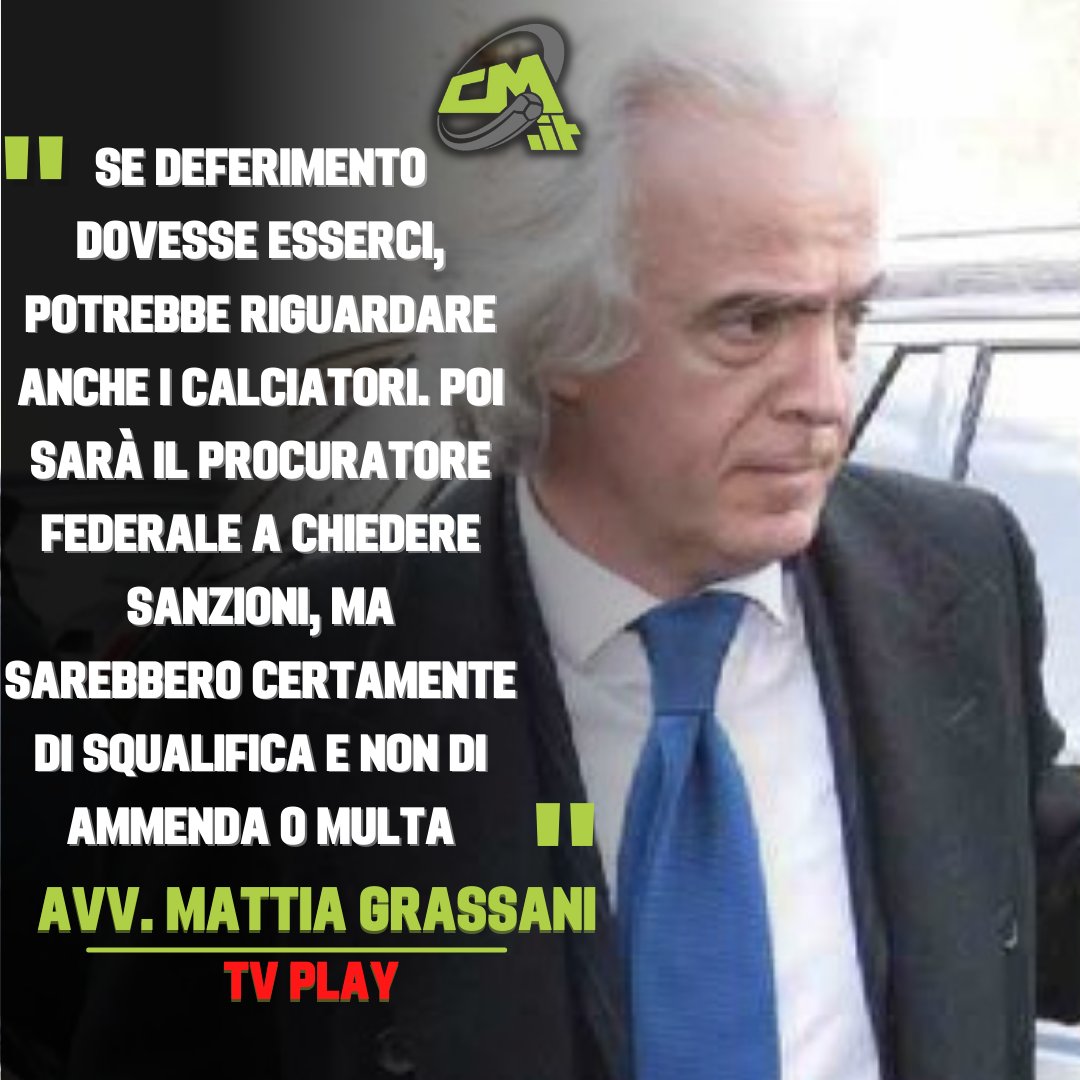 calciomercatoit's tweet image. ‼️😳 Ai microfoni di TV Play, l'Avv. #Grassani sull'ipotesi di una squalifica estesa ai calciatori della #Juve