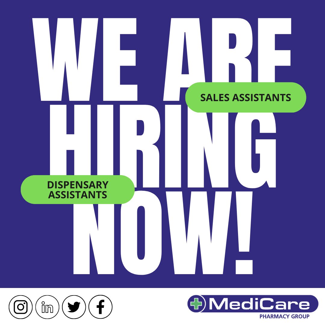 New Year, New Job! We are looking for Sales Assistants and Dispensary Assistants!📣If you have a can do, positive attitude and are passionate about providing great customer service, we want to hear from you! APPLY now at: medicare.getgotjobs.co.uk #joinourteam