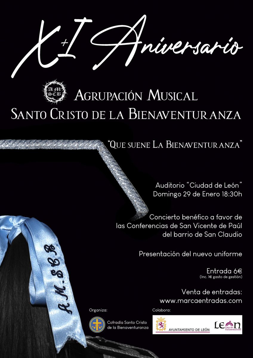 xuasusgonzalez's tweet photo. La agrupación musical de la Bienaventuranza (León) apura los ensayos de cara a su concierto de aniversario. Será el domingo, 29 de enero, a las 18:30 h, en el Auditorio de León. Todavía quedan algunas entradas disponibles. 

Además, me han confiado su presentación. ¡Mil gracias! https://t.co/0OXJA5OD5k