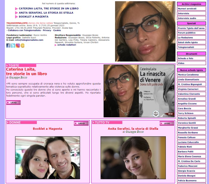 Online il numero 719 di #Telegiornaliste #donnechefannonotizia. In copertina: #CaterinaLaita #AnitaSerafini #VivianaFornaroBrambilla telegiornaliste.com