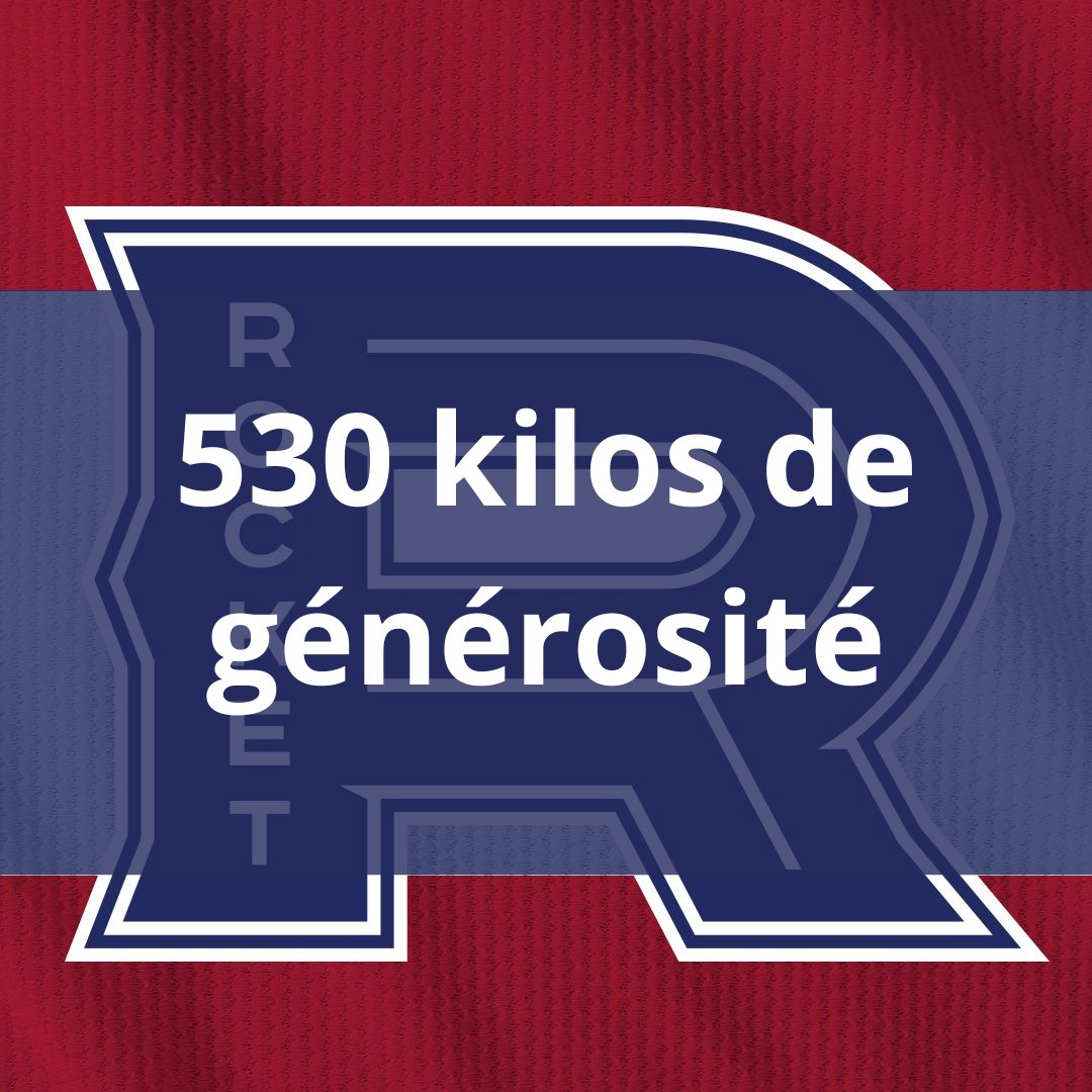 La collecte de denrées, organisée lors du match du Rocket de Laval du 21 janvier, nous a permis d'amasser 530 kilos de nourriture ! 😱 530 kilos équivalents à 4 860$ en valeur monétaire. 🍽️👨‍👩‍👧‍👧

Merci de votre générosité sans FAIM ! 🙏 #cbml #moissonlaval #rocketlaval