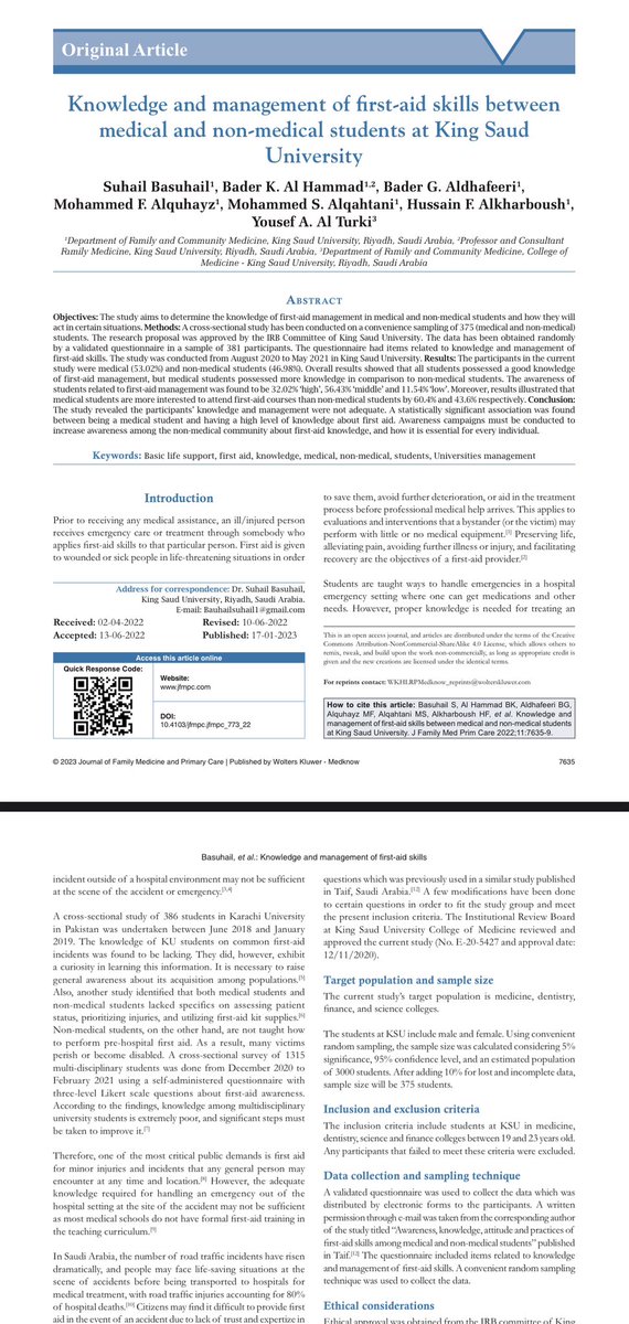 الحمدلله الذي بنعمته تتم الصالحات ، تم نشر اول بحث لي بكلية الطب ، اشكر جميع المشاركين في البحث على جهودهم واجتهادهم ، اسال الله التوفيق والسداد للجميع والقادم افضل باذن الله 🤲🏼 journals.lww.com/jfmpc/fulltext…